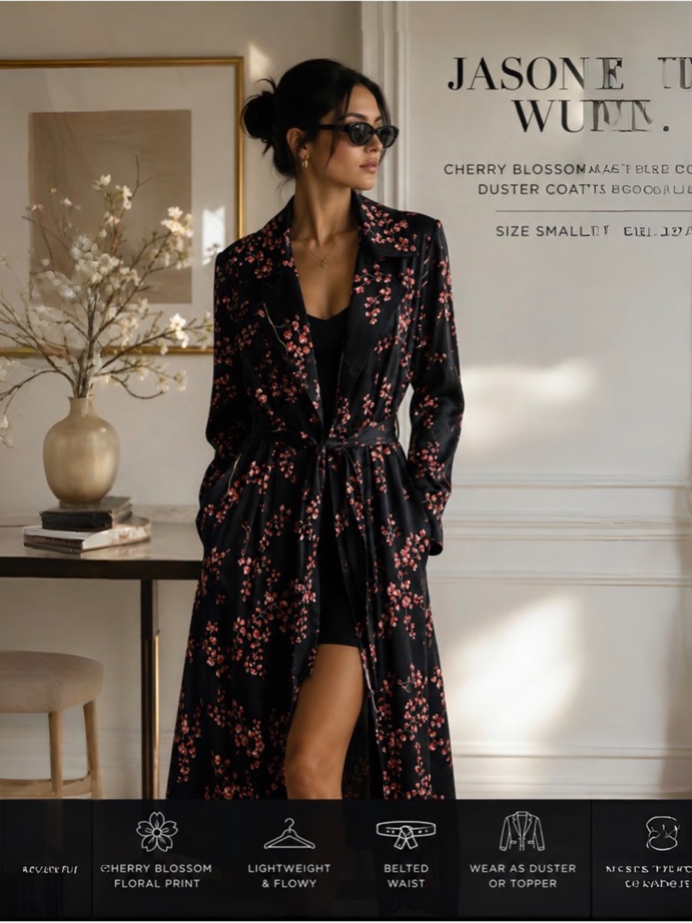 Jason Wu Cherry Blossom Belted Trench Coat size S